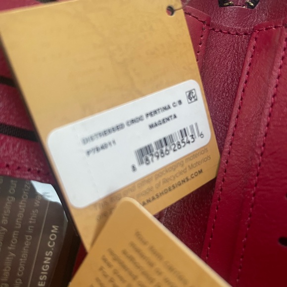 Patricia Nash Pertina Frame Pouch Crossbody Magenta Red Croco - Picture 4 of 9